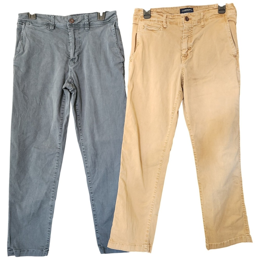 American Eagle Extreme Flex Khaki Tan Gray Pants Chinos Men's 29x30 (29x27)